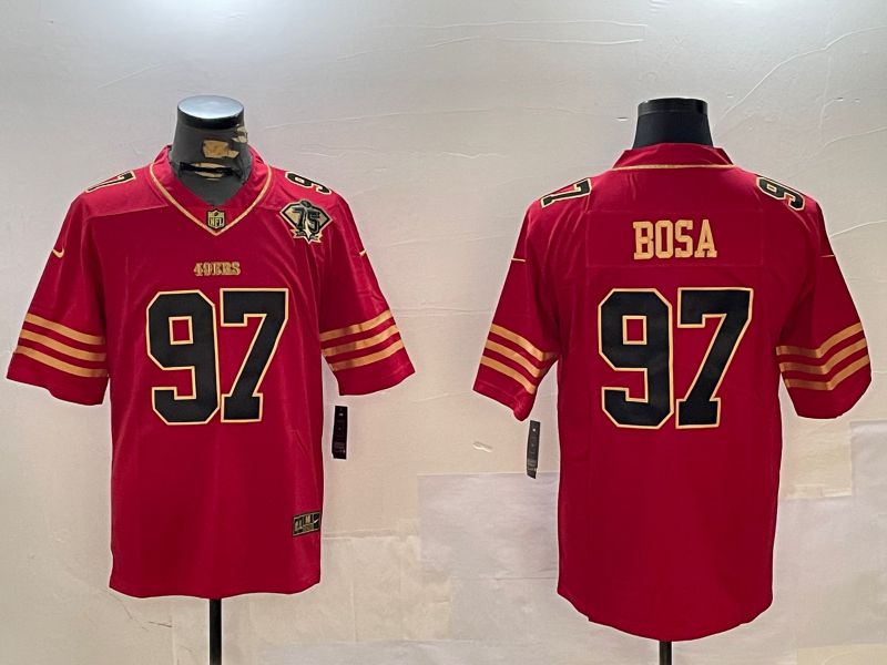 Men San Francisco 49ers #97 Bosa Red Gold 2024 Nike Limited NFL Jersey style 1230